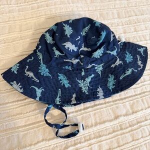 Toddler Boys Dinosaur Bucket Hat Blue Adjustable Chin Strap Summer Sun Hat